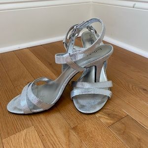 Kelly&Katie Silver Shimmery Heels, Size 10, 2 inch